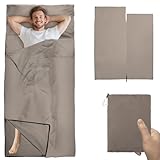 Hüttenschlafsack Ultraleicht,Sommerschlafsack,Schlafsack Ultraleicht Kleines Packmaß [220 x 90 cm], Outdoor Beige Sommer Reiseschlafsack,Hüttenschlafsäcke & Inletts