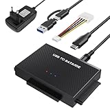 Wowfast IDE USB Adapter, USB 3.0 Festplatten Adapter mit 12V 2A Netzteil für 2,5 und 3,5-Zoll HDD/SSD, IDE SATA Adapter Kompatibel mit Windows 10/8/7/XP/Vista, Mac OS, Linux Usw
