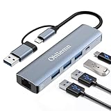 USB LAN Adapter 1000M,USB C auf Ethernet Adapter RJ45 Gigabit Netzwerkadapter mit 3 *USB 3.0 & Type-C Ports, LAN NetzwerkAdapter für PS4/5/Windows XP/MAC/Linux/Chromebook,MacBook