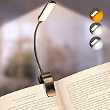 Glocusent Leselampe Buch Klemme mit 13 LEDs: Augenschonendes Leselicht, 120h Laufzeit, wiederaufladbar, 3 Farben & 5 Dimmstufen (3-60 lm), perfekte Buchlampe zum Klemmen für Bücherfreunde