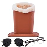 Brillenhalter – mit Plüsch gefütterter Brillenhalter-Ständer | kratzfestes PU-Leder Tisch-Organizer Tasche für Wohnmobil, Nachttisch, Schlafsaal, Wohnzimmer, Refer to description