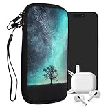 kwmobile Handytasche für Smartphones XXL - 7' - Neopren Handy Tasche Hülle Cover Case Schutzhülle - Galaxie Baum Wiese Blau Grau Schwarz - 17,7 x 8,5 cm Innenmaße