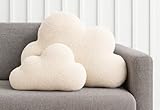 BABEES DEKOKISSEN Boucle Kuschelkissen Wolke XXL GROß 60x35 cm, Flauschiges Deko Kissen Wolkenform Geschenk für Baby & Kinderzimmer Weihnachten Mädchen & Jungen Babyshower beige Creme