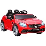 AIYAPLAY Kinder Elektroauto, 12V Kinderfahrzeug mit 2,4G-Fernbedienung, Musik USB, LED-Scheinwerfern, Elektrofahrzeug mit Hupe, Sicherheitsgurt, 3-5km/h, für 3-6 Jahre Kinder, Rot