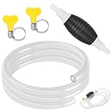 Forhome Handpumpe Umfüllpumpe für Benzin, Wasser, Öl, Flüssigkeit, Ansaugpumpe mit 2 Schlauchklemmen, Kraftstoffleitung Absaugpumpe (16 mm), Absaugpumpe für Benzin, Benzinpumpe mit 1,5 m Schlauch