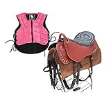 Tiiiopkvvv Reitsport-Schutzweste, Reiten, Trainingsweste, Körpersicherheit, gepolstert, Schutzausrüstung, Unisex, Erwachsene, Jungen, Mädchen, Kinder, Ponysattel (Schwarz, M + A) (CL+B)