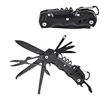 Multitool Taschenmesser, Taozoey 12 In 1 Taschenwerkzeug, Werkzeug Messer, Faltbare Multifunktionswerkzeug Mit Öffner, Messer, Schraubendreher, Feile, Säge, Zange und Tasche (Schwarz)