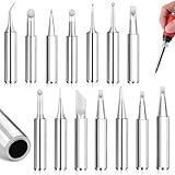 14 Stück Lötspitzen Set, 900M-T Lötkolben Spitzen Bleifreies Lötsockel Ersatzlötspitze Ersatzlötspitzenset mit Kupferkern und Plattierung für Lötstation Schweißen Löten (Silber)
