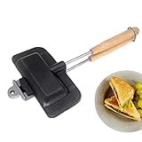 Panini-Presse auf dem Herd | Abnehmbarer tragbarer Sandwichkocher,Elektrischer Sandwichtoaster mit Holzgriff für Omeletts und gegrillten Käse Javoatle