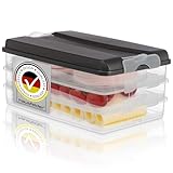 Hausfelder Aufschnittboxen für Kühlschrank stapelbar 3x1,5L - Wurst und Käse Aufbewahrung, 3er Set Frischhaltedosen mit Deckel, Wurstdose BPA-frei