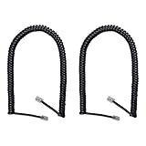 Duttek Telefonkabel, Telefonkabel Verlängerung, Telefonkabel Verbinder schwarz gewickelten Telefon Telefonhörer Kabel, RJ9 Coiled Länge 1 bis 3 Meter abgewickelt (2 Stück)