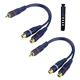 BRIEFCEC Cinch Splitter Kabel Cinch Y Adapter 15cm Subwoofer für Phono,AV,Coaxial Audio RCA Kabel (1-Stecker zu 2-Buchse, 2Stü, Blau)