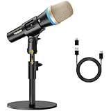 TONOR USB/Typ-C Dynamisches Mikrofon für PC, RGB Podcast Computer Gaming Mikro mit Desktop Ständer für Aufnahme, Live, Streaming, YouTube, Gesang, Studio, Karaoke Microfon Quick Mute-Taste Schwarz
