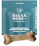 5-in-1 Entspannungs-Kauknochen - Relax Bone+ 5X Kauartikel (17cm) von mammaly - Kaustange aus Rinderhaut mit Kamille & Lavendel u. v. m. zur Beruhigung - Kauspielzeug / -Knochen als Beruhigungsmittel