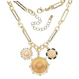 DEARMAMY Öltropfende Halskette Kettenhalskette Frau Halskette Für Mädchen Halskette Mit Büroklammerkette Sonnenblumenkette Geschichtete Halsketten Ästhetische Halskette Golden Kupfer