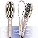 llano Glättbürste mit Haarhalter, Ionen Haarglätter Bürste, 30S Schneller Keramikerwärmung 140℃-230℃ 4 Temperatureinstellungen, Doppelspannung 110V-240V (Sparkle Pink)