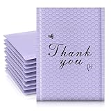 Jowlroel Thank You Luftpolsterumschläge, selbstklebend, starke Haftung, wasserdichte Versandtaschen, 10,2 x 20,3 cm, Violett, 50 Stück