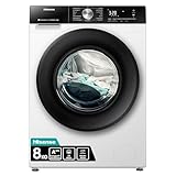 Hisense WF3S8043BW3 Waschmachine mit Dampffunkunktion, 8 kg, 1400 U,min, WIFI, ConnectLife, Power JetWash, Anti-Allergie Programm, Aqua Stop, Auto Wash, Quick Wash, EEK A-30 Prozent