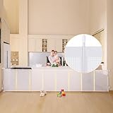 Treppenschutzgitter Ausziehbar 380Cm,Türschutzgitter Ausziehbar Verstärkt 89cm Hoch, Absperrgitter Baby Extra Breit Babygitter, Treppenschutzrollo Türschutzgitter Hund Treppenschutzgitter Tür Treppen