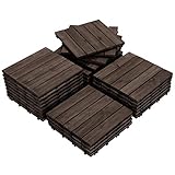 Yaheetech 30x30 cm Holzfliesen Terrassenfliesen Balkonfliesen Set Bodenbelag mit Drainage Klickfliesen, wetterfest, leicht verlegbar, 27 Stück, schwarz