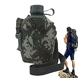 Armee-Wasserflasche – Mil-i-Tary-Feldflasche, Outdoor-Camping-Wasserkantine, Mil-i-Tary-Reiseflasche mit Gurt für Sport-Trinkflaschen für Fitnessstudio, Freizeit, und Bergabenteuer