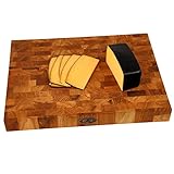 B4K® 37х27х4,3cm Hackblock aus Eiche Stirnholz | Hirnholzbrett mit Griffen und Silikonfüßen | Antibakterielles Hirnholzbrett | Stirnholzbrett | Küchenbrett | Schneidebrett | Holzschneidbrett
