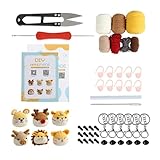 Häkel-Schlüsselanhänger-Set, Häkelset für Anfänger, Häkeltier-Schlüsselanhänger für Anfänger, Häkeltiere für Kinder, einfaches Häkeln, Werkzeuge und ein
