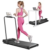 JAGJOG 2 in 1 Laufband für Zuhause, Walking Pad Klappbar, 2,5 PS Laufband mit Armlehnen, Elektrisches Walking Pad mit LED-Anzeige und Fernbedienung, Geräuscharme für Zuhause/Büro (Schwarzes)