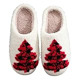 Gyios Damen Hausschuhe Weihnachtshausschuhe Für Und Herren, Leichte Memory-Schaum-plüschhausschuhe, Plüsch-weihnachtshausschuhe, Plüschkissen-hausschuhe-rot-44-45