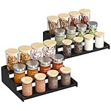 Lifewit Gewürzregal Stehend 2 Stück, Klare Organizer Tortenständer Regal, Gewürztreppe Display Rack für Gewürz/Donut/Cupcake/Sirup/Likör für Küche Pantry Bad Bar, 3-Tier, Schwarz