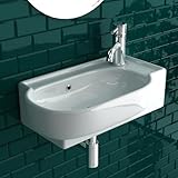 Alpenberger Waschbecken Bad Waschtisch 45 cm Breit Eckig Oval | Handwaschbecken Kleines Waschbecken Gäste WC & Badezimmer | Hängewaschbecken für Waschplätze | Gästewaschbecken Schmal Mini Waschbecken