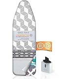 Timbley® Bügelbrettbezug I German Brand I OEKOTEX 100 I mit Easy Slide & Park Zone I Größe L für Bügelbretter 130-140 x 38-50cm I Bügeltischbezug für Dampfbügeleisen I grau