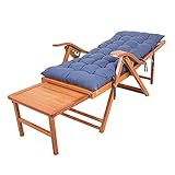 Tragbarer Holz-Klappstuhl – Verstellbarer Terrassenstuhl für den Außenbereich, Bambus-Gartenliege mit abnehmbarem Kissen, perfekt für Sommer, Balkon, Entspannung