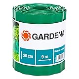 Gardena Raseneinfassung 20 cm hoch: Ideale Rasen-Abgrenzung, auch für Beete, 9 m, verhindert Wurzelausbreitung, hochwertiger Kunststoff, grün (540-20)