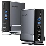 VENTION USB C Docking Station, 16-IN-1 DockingStation Laptop 3 Monitore Unterstützung (2X 4K HDMI + DP), Thunderbolt 3/4 kompatibel mit Dell/HP/Lenovo, 10Gbps USB, 100W PD, Gigabit Ethernet, SD/TF