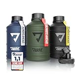 ABOVE. Edelstahl Trinkflasche 1.3L / 2.2L – BPA-frei, Auslaufsicher & Robust – 2L Metallflasche mit Extra Trinkverschluss für Sport, Fitness & Outdoor I hochwertige Geschenkbox (Olive, 2.2L)