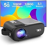 Mini Beamer, 5G WiFi Bluetooth Beamer Full HD 1080P Unterstützt, HORLAT Beamer klein 9800 Lumen Tragbarer Projektor mit ±15° Trapezkorrektur, Heimkino Projektor für Smartphone/TV Stick