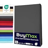Buymax® Spannbettlaken 70x140cm Baumwolle 100% Kinderbett Spannbetttuch Baby Bettlaken Jersey, Matratzenhöhe bis 15 cm, Farbe Anthrazit