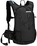 Arvano Fahrradrucksack mit Trinkblase 2l, MTB Fahrrad Rucksack, Klein Skirucksack für Damen Herren, Wasserrucksack zum Radsport, Skifahren, Wandern, Laufen (Schwarz)