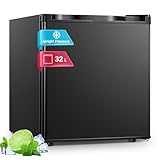 FOHERE Mini Gefrierschrank 32L -22°C Klein Kompakt Leise 43db Gefrierbox, Wechselbarer Türanschlag, Tiefkühltruhe Tiefkühlschrank Klein, Perfekt für Büro Camping Outdoor (schwarz) [Energieklasse E]
