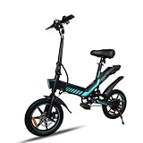 IDMD 14 Zoll E-Bike Klappbar, 36V 10,4Ah Akku und Bis 45 km Reichweite, 250W Motor, Einstellbarer Höhe Mini Elektro-Klapprad für Stadt & Pendler Damen und Herren (Blau)