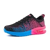 Hitmars Laufschuhe Damen Air Turnschuhe Leichte Sportschuhe Joggingschuhe Straßenlaufschuhe Fitness Sneaker Damen N/A2 Blau&Rosa EU37
