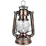 Vintage LED Hurricane Laterne, warm weiß Batterie betrieben Laterne, antike Metall hängen Delaterne mit Dimmer-Schalter, 15 LEDs, 150 Lumen für Innen- oder Außennutzung (Kupfer)