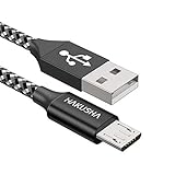 Micro USB Kabel,[2M] Nylon Micro USB Ladekabel Schnellladekabel High Speed Handy Datenkabel für Samsung Galaxy S7/ S6/ J7/ Note 5,Xiaomi,Huawei, Wiko,Motorola,Nokia,Kindle-Black