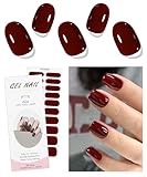 JMEOWIO Nagelfolie Weinrot Gel Nagelfolien Selbstklebend Nail Sticker Uv Härtend Dekoration Nageldesign Zubehör