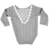 UPKOCH Girl Langarm Romper Neugeborenen Fotografie Outfit Hautfreundlicher Weicher Babystrampler in Grauer Uni Farbe Bequeme Babybekleidung für Fotoshootings