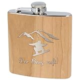 Spruchreif | Flachmann aus Edelstahl mit Gravur „Der Berg ruft!“ | Geschenkidee für Ski- & Snowboarder | Perfekt für Après-Ski & Winterabenteuer