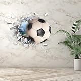 3D Wandtattoo Fußball,Durchbruch Wandaufkleber für Kinderzimmer Jungen, Kinder Fussball Wandaufkleber für Jugendzimmer, Wandtattoo Junge Teenager,Videospiel Wandstikcer für Schlafzimmer Deko Geschenk