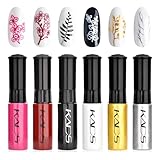 6 Farben Nagellack Set bunter metallische farbe glitzer Stempeln polnischen Detailliertes Gemälde Nagel Kunst DIY Maniküre Design Drucken Zeichen werkzeug