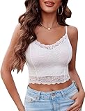 Avidlove Damen Spitzen Bustier Top Sexy Bralette Unterhemd Basic Spaghettiträger Camisole V-Ausschnitt Rücken Aussparungsdesign Tank Oberteile Crop Weiß L